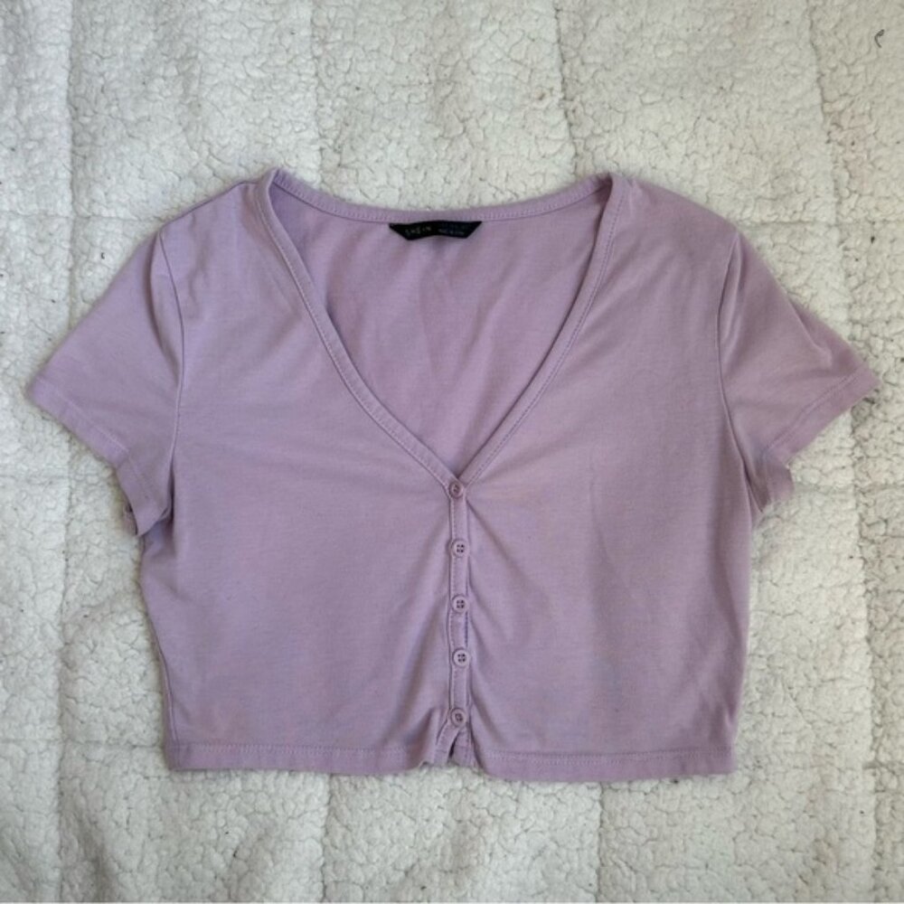 SHEIN Lavender Button-Up Crop Top​​